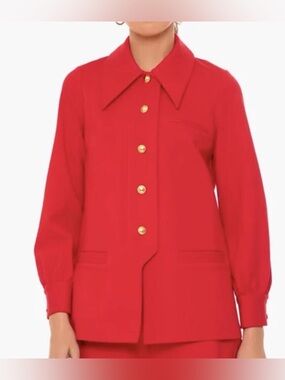 Tuckernuck Women's Red Button-Front Jacket with Gold Buttons